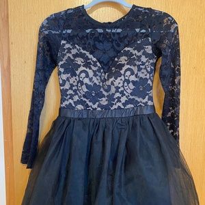 Long sleeved Black lace dress with tutu bottom